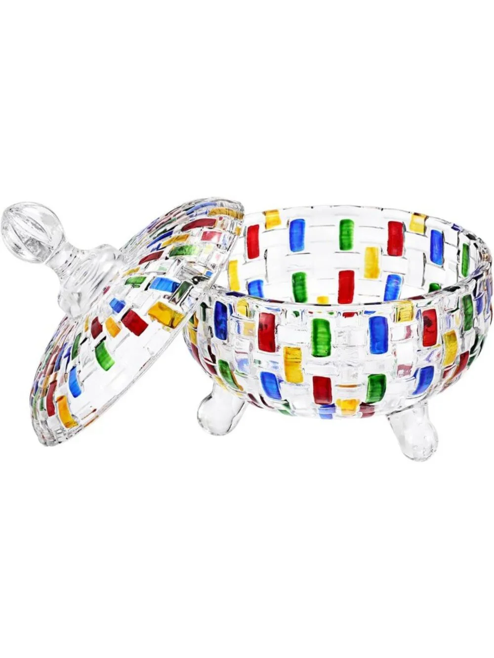 Colorful Crystal Candy Dish with Lid | Decorative Bowl for Chocolates, Nuts